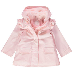 Cortavientos con capucha de goma y forro de borreguillo 