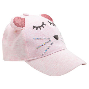 Visera de punto de rato con lentejuelas y orejas de relieve 