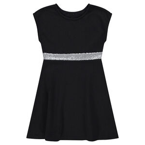 Júnior - Vestido de felpa sin mangas con banda de lentejuelas negras  Main Júnior - Vestido de felpa sin mangas con banda de lentejuelas negras