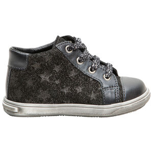Botines de cuero brillante con estrellas all over 
