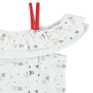 Mono corto con estampado all over y tirantes brillantes  Main Mono corto con estampado all over y tirantes brillantes