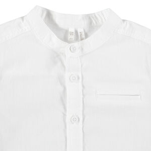 Camisa de manga larga lisa con cuello mao 