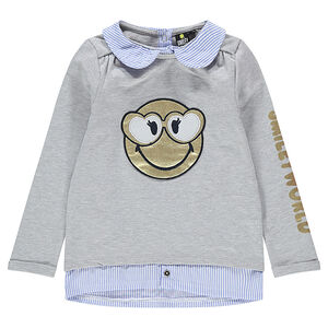 Sudadera de felpa con efecto 2 en 1 y estampado ©Smiley brillante  Main Sudadera de felpa con efecto 2 en 1 y estampado ©Smiley brillante