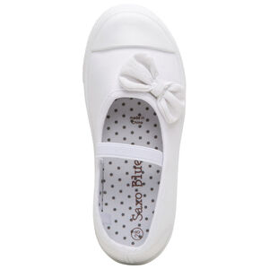 Merceditas de tela con lazo y tira elástica 