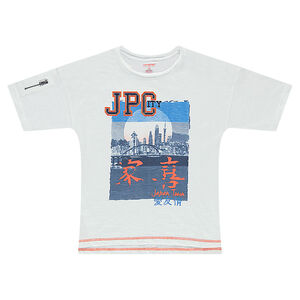 Camiseta de manga corta con estampado de Japón y cremallera en la manga 