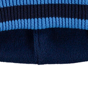 Gorro de punto de rayas con forro de micropolar y pompón 