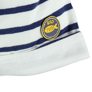 Bonnet en jersey rayé avec patch en gomme 