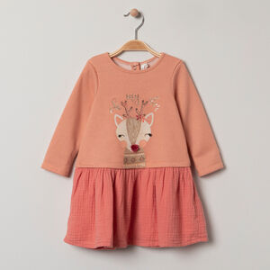 Robe effet 2 en 1 à animaux printés et broderies 