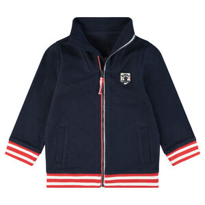 Chaqueta de felpa con amplia banda e inscripción en la espalda 