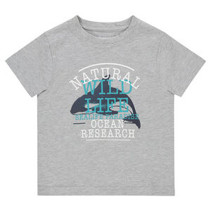 Camiseta de manga corta de punto y estampado de fantasía 