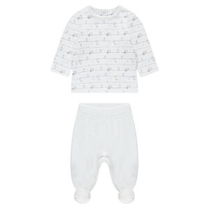 Pijama en la parte superior de punto estampado liso 