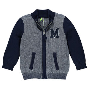 Chaqueta de punto con letras de buclé cosidas 