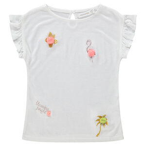 Camiseta de manga corta con bordados brillantes y pompones  Main Camiseta de manga corta con bordados brillantes y pompones