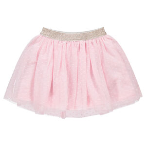 Falda de tul con bordado de realce de estilo tutú y cintura dorada 