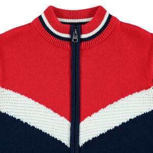 Júnior - Chaqueta de punto con cremallera con amplias bandas de jacquard de estilo vintage 
