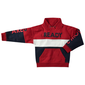 Sudadera de felpa tricolor con inscripciones estampadas 