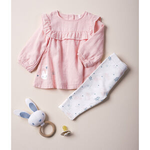Conjunto túnica rosa y legging estampado   