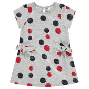 Vestido de manga corta de punto con lunares de colores 