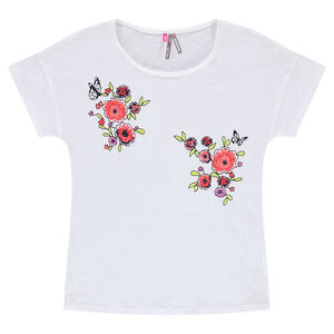Camiseta de manga corta con flores bordadas  Main Camiseta de manga corta con flores bordadas