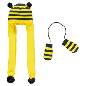 Conjunto de gorro/bufanda + manoplas a rayas 