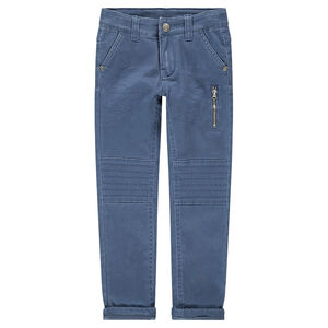 Pantalón teñido azul claro con bolsillo con cremallera 