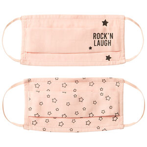 Lote de 2 mascarillas de tela niño en color rosa estilo rockero 