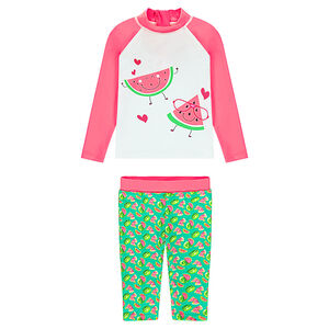 Camiseta de baño y short anti UV con estampado de sandía 