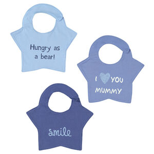 Lote de 3 baberos con estrella y inscripciones fantasía 