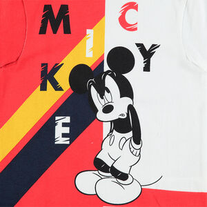 Conjunto de camiseta con estampado de Mickey ©Disney bicolor y bermudas lisas 