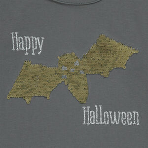 Camiseta especial halloween con estampado de murciélago y lentejuelas mágicas 