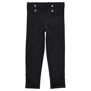 Legging de punto milano con botones dorados y volantes 