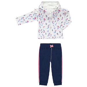 Chándal con chaqueta estampada de flores all over y pantalón liso 