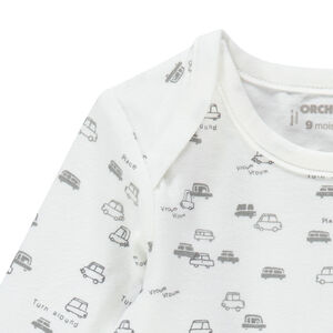 Lote de 3 bodies manga larga de tejido de punto con rayas/liso con estampado 