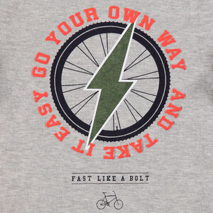 Camiseta jaspeada de manga larga con estampado de rayo 