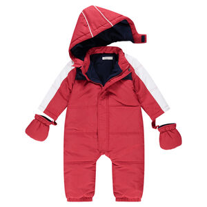 Mono de esquí impermeable rojo liso con forro de micropolar 