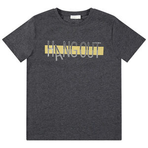 Júnior - Camiseta de punto de manga corta con mensaje estampado 