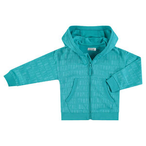 Chaqueta con capucha de felpa copn inscripciones all over 