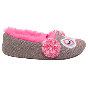 Patucos de punto brillantes con forro de peluche rosa 