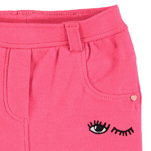 Jeggings rosas con dibujos bordados 