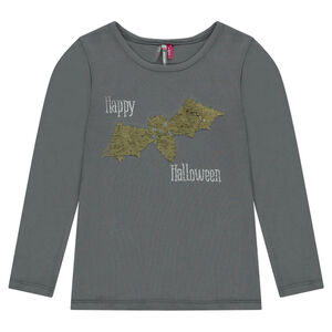 Camiseta especial halloween con estampado de murciélago y lentejuelas mágicas 