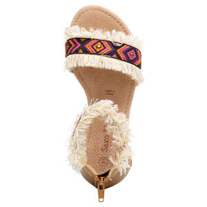 Sandalias con tiras con flecos y bordados 