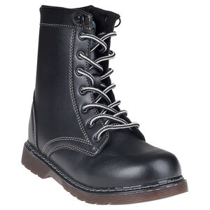 Botas con cordones de aspecto cuero con cremallera 