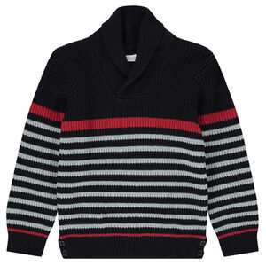 Jersey de malla de rayas y cuello chal   
