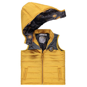 Chaleco anorak amarillo acolchado con capucha desmontable 