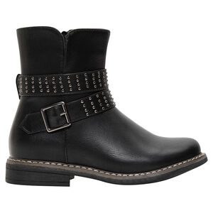 1/2 botas efecto cuero con tira y clavos de fantasía 