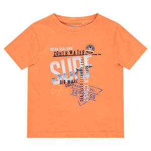 Camiseta de manga corta de punto con estampado de fantasía de estilo vacacional 