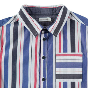Júnior - Camisa de manga larga de rayas verticlaes y bolsillo 
