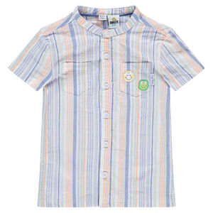 Camisa de algodón de rayas all over y parches ©Smiley 