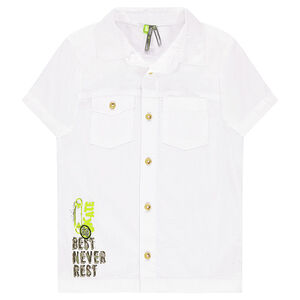 Camisa de manga corta de algodón con estampado de fantasía. 