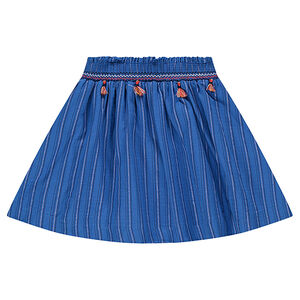 Falda skater a rayas con borlas y bordados 